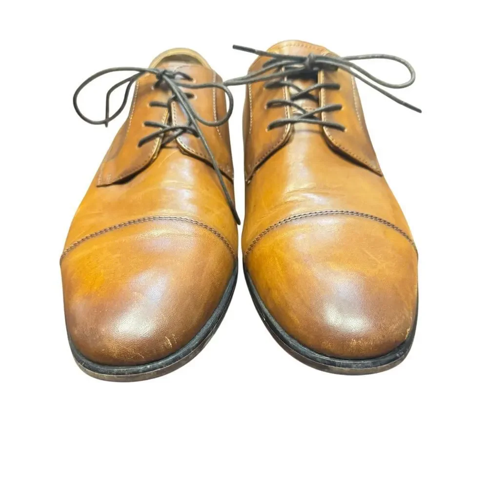 Aldo Mulligan Cognac Brown Leather Oxford Dress Shoes‎ Non-Slip Men's 10.5